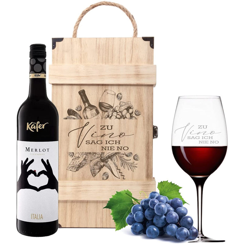 Leonardo Weinglas mit Weinflasche in Geschenkbox "Zu Vino..."