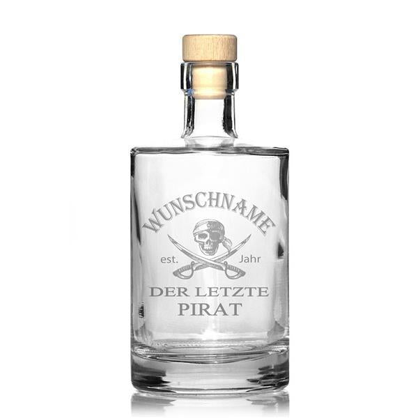 Edle Whiskeyflasche mit Gravur "Pirat"