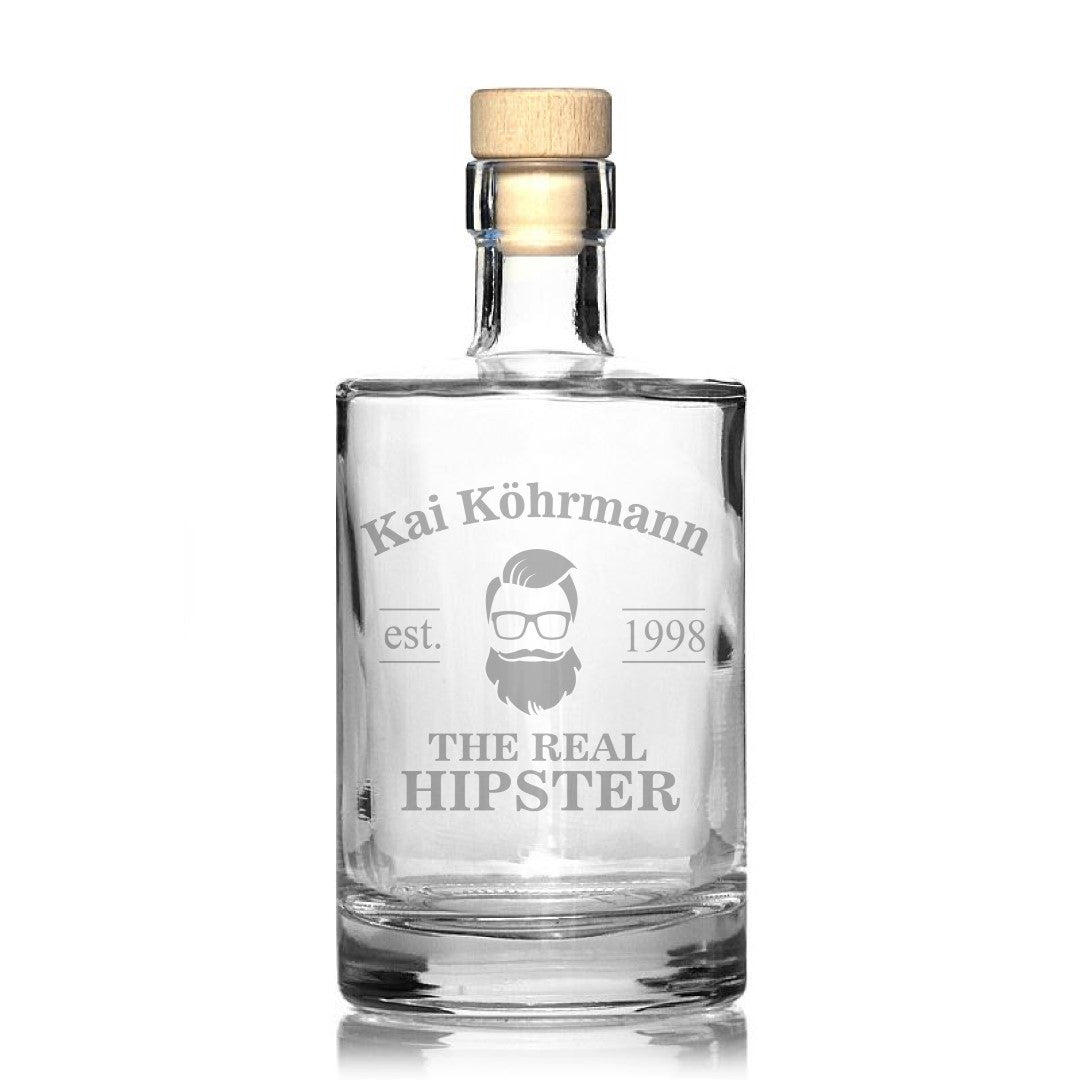 Edle Whiskeyflasche mit Gravur "Hipster"