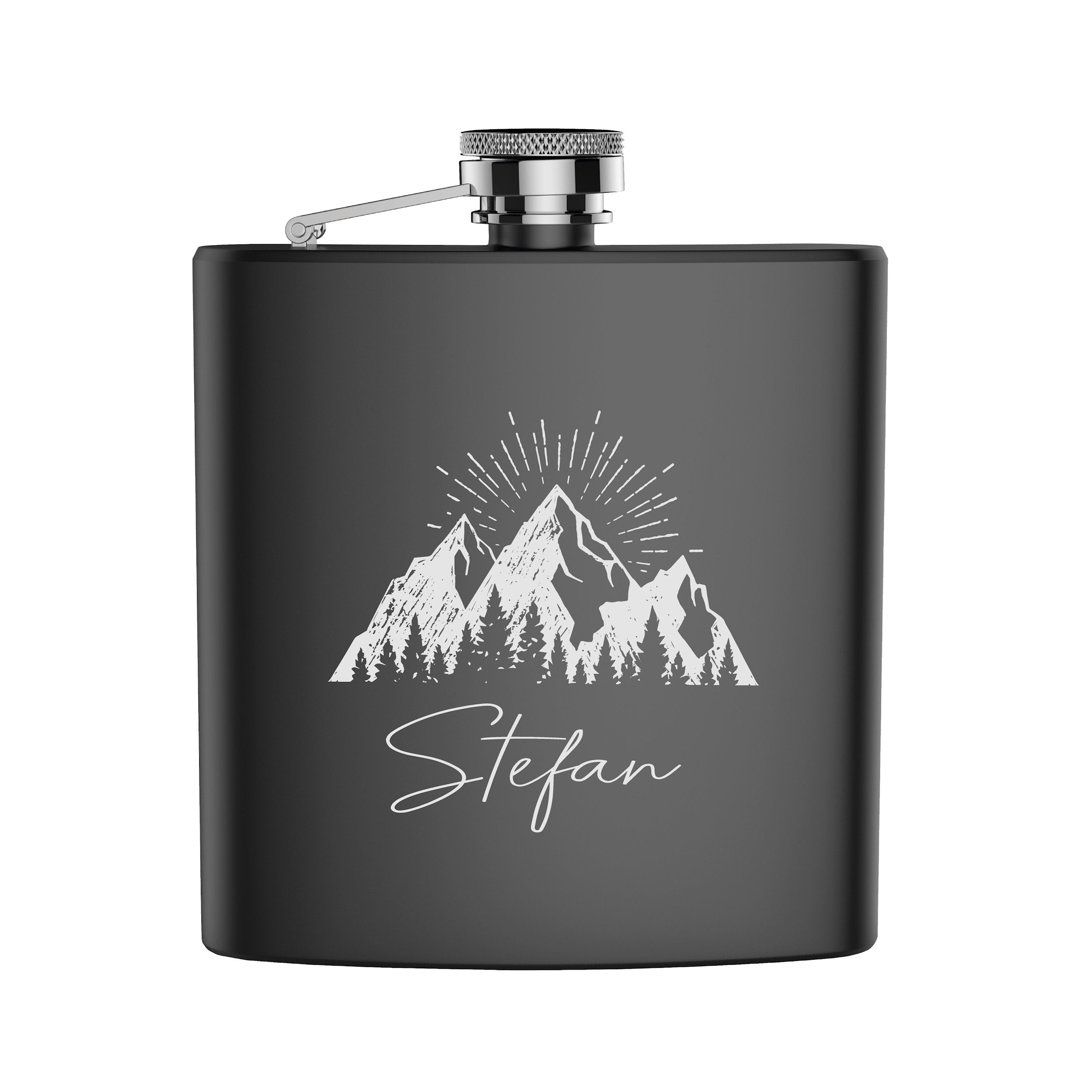 Lustiger Flachmann Mit Militär-Akronym – Edelstahl, Matt Schwarz, 170 Ml | Geschenk Für Veteran, Vater, Männer