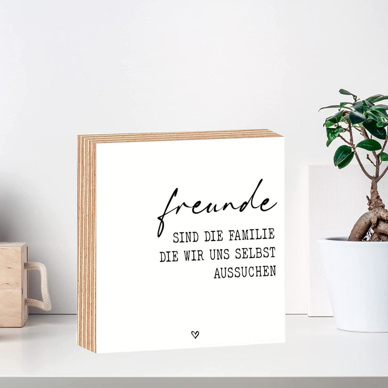 Holzbild mit Spruch "Freunde" 15x15x2cm