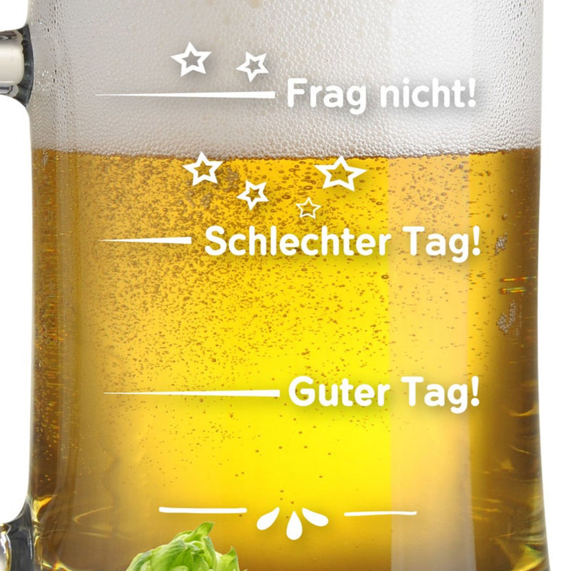 Bierkrug mit Gravur Guter Tag - Schlechter Tag