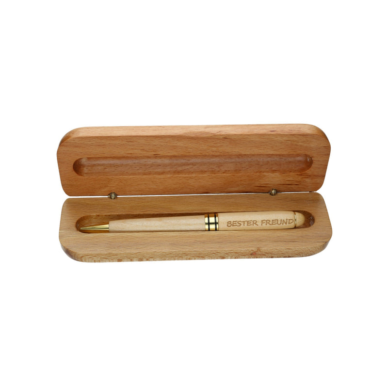 Holz-Kugelschreiber mit Gravur "Bester Freund" in Geschenk-Schachtel
