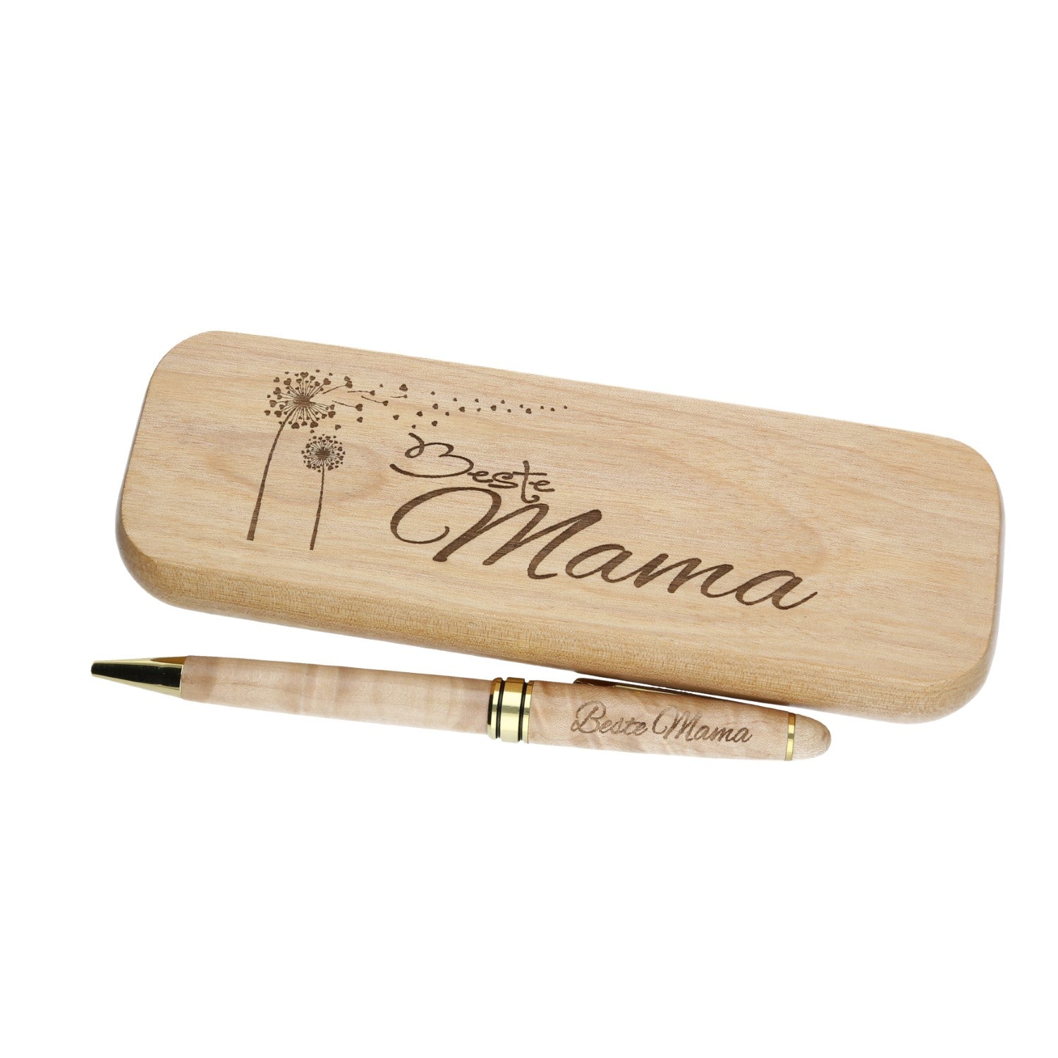 Holz-Kugelschreiber mit Gravur "Beste Mama" in Geschenk-Schachtel