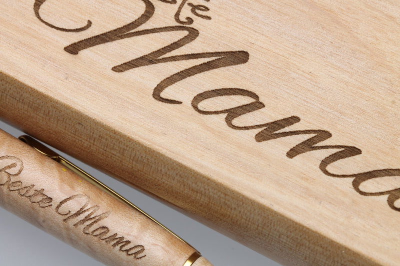 Holz-Kugelschreiber mit Gravur "Beste Mama" in Geschenk-Schachtel