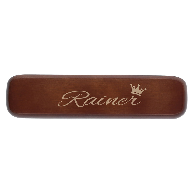 Holz-Kugelschreiber dunkel "Krone" in Geschenkschachtel