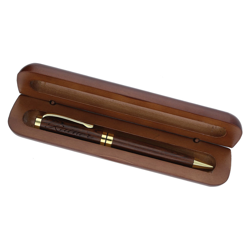 Holz-Kugelschreiber dunkel "Krone" in Geschenkschachtel
