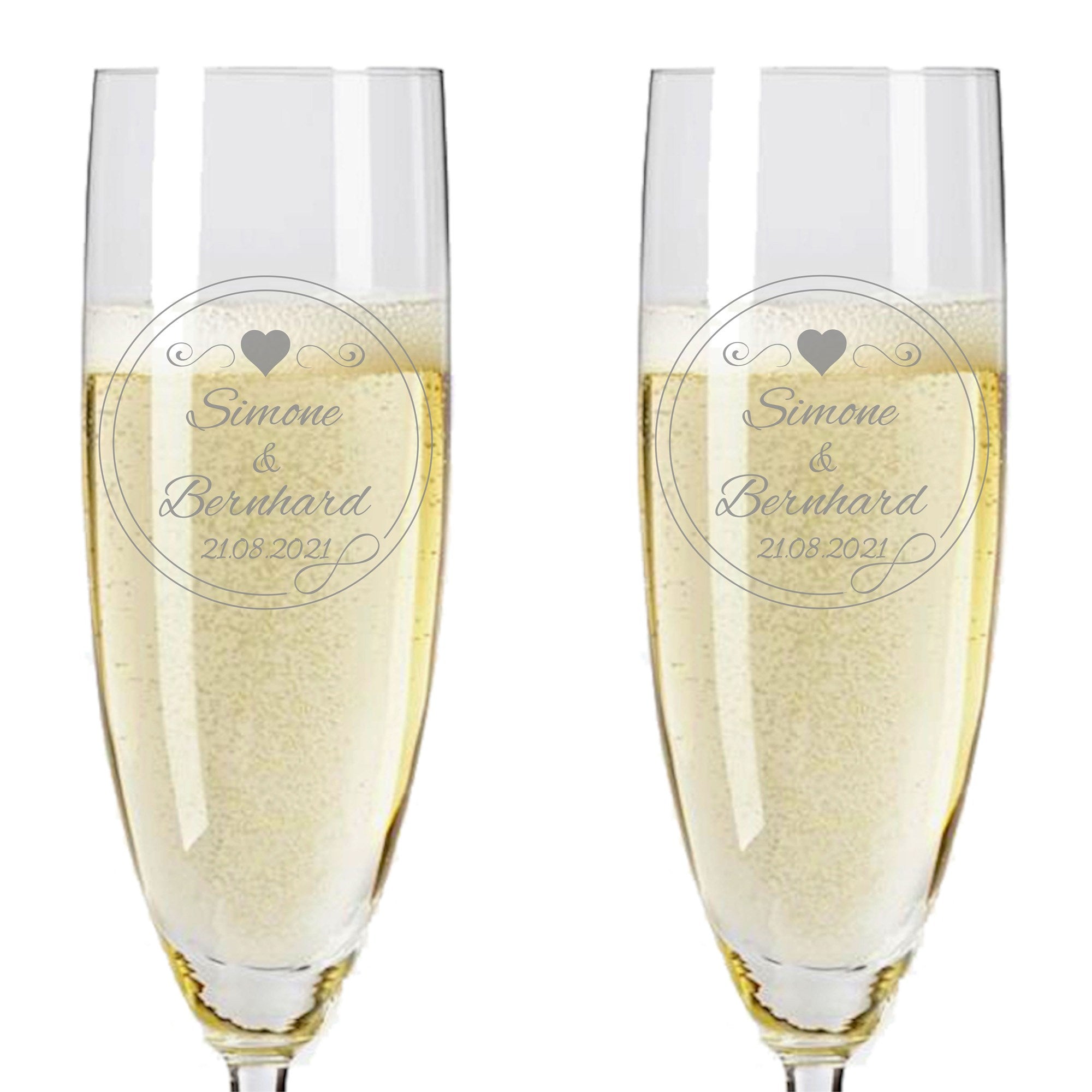 2 Leonardo Sektgläser mit Prosecco und Gravur "Kreis"