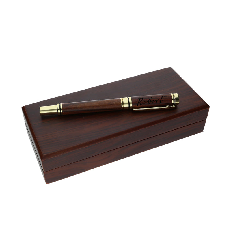 Luxus Kugelschreiber gold in Holzbox mit Gravur