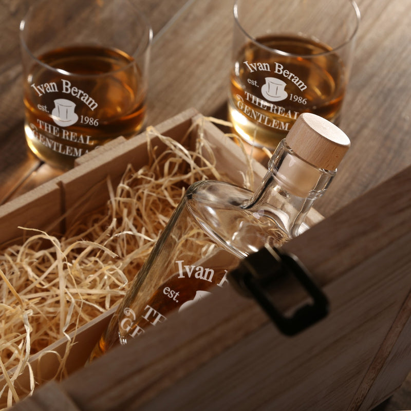 Whiskeybox mit 2 Leonardo Gläsern und Karaffe "Gentleman"