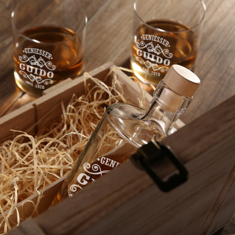 Whiskeybox mit 2 Leonardo Gläsern und Karaffe "Tribal II"