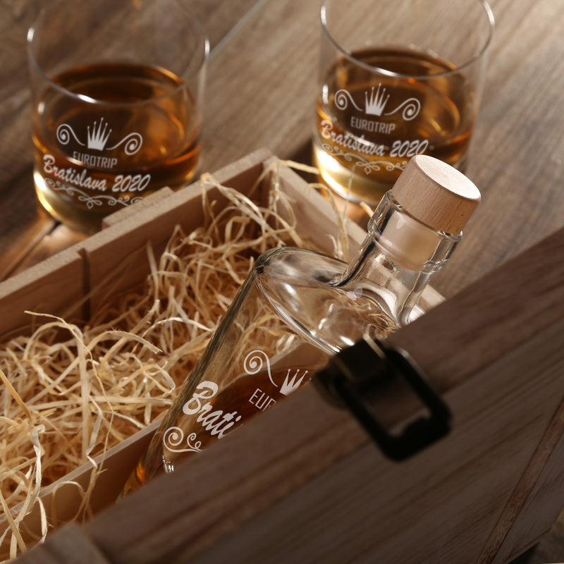 Whiskeybox mit 2 Leonardo Gläsern und Karaffe "Krone I"