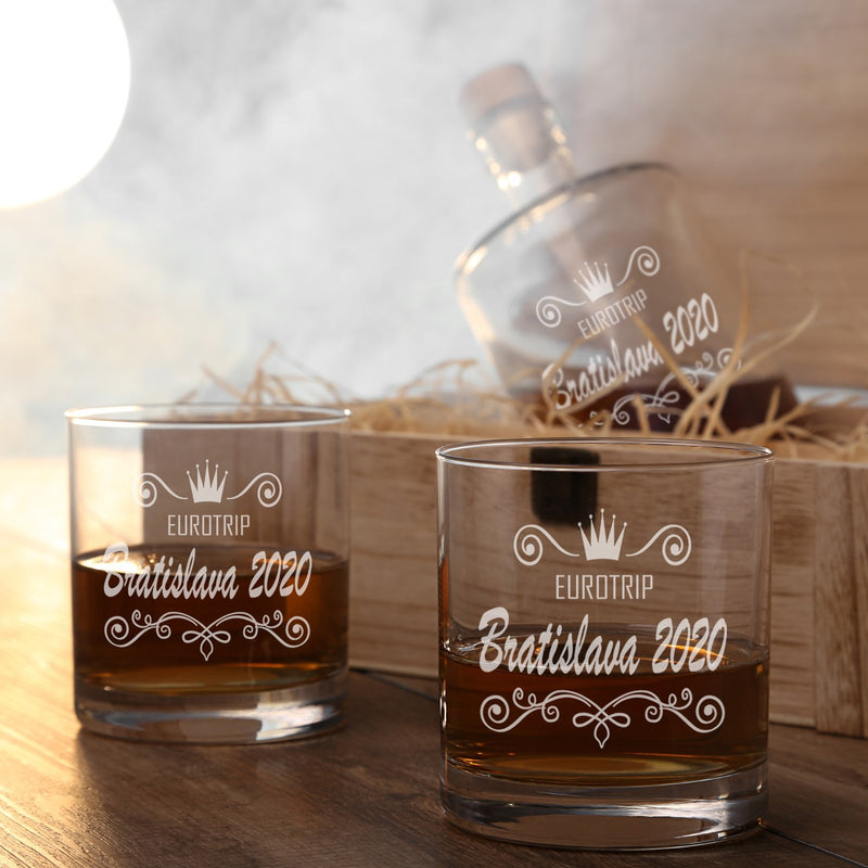 Whiskeybox mit 2 Leonardo Gläsern und Karaffe "Krone I"