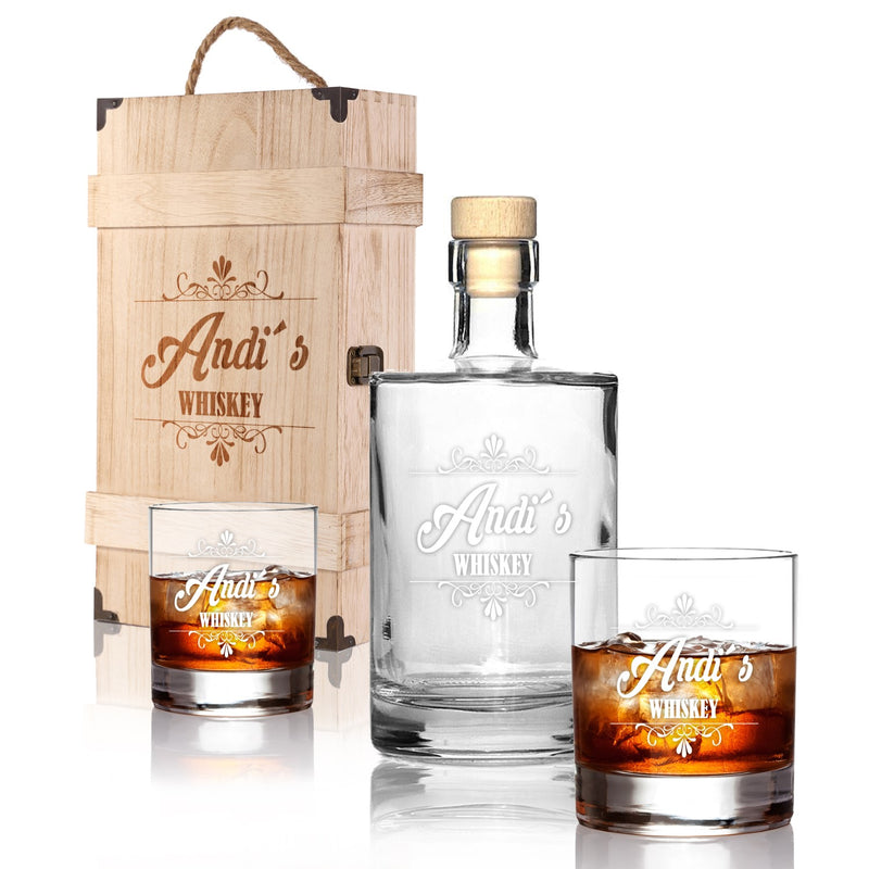 Whiskeybox mit 2 Leonardo Gläsern und Karaffe "Whiskey"