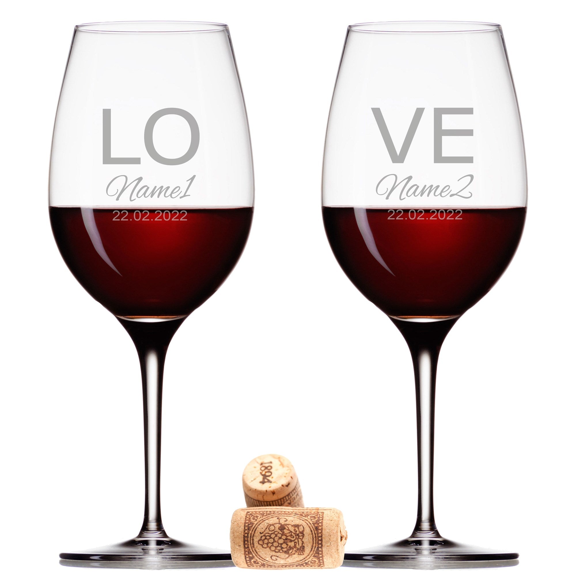 2 Leonardo Weingläser mit Gravur "Love"