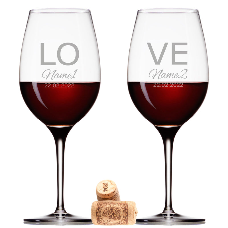 2 Leonardo Weingläser mit Gravur "Love"