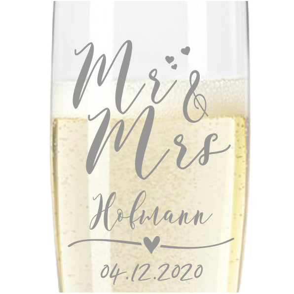 2 Leonardo Sektgläser mit Gravur "Mr & Mrs"