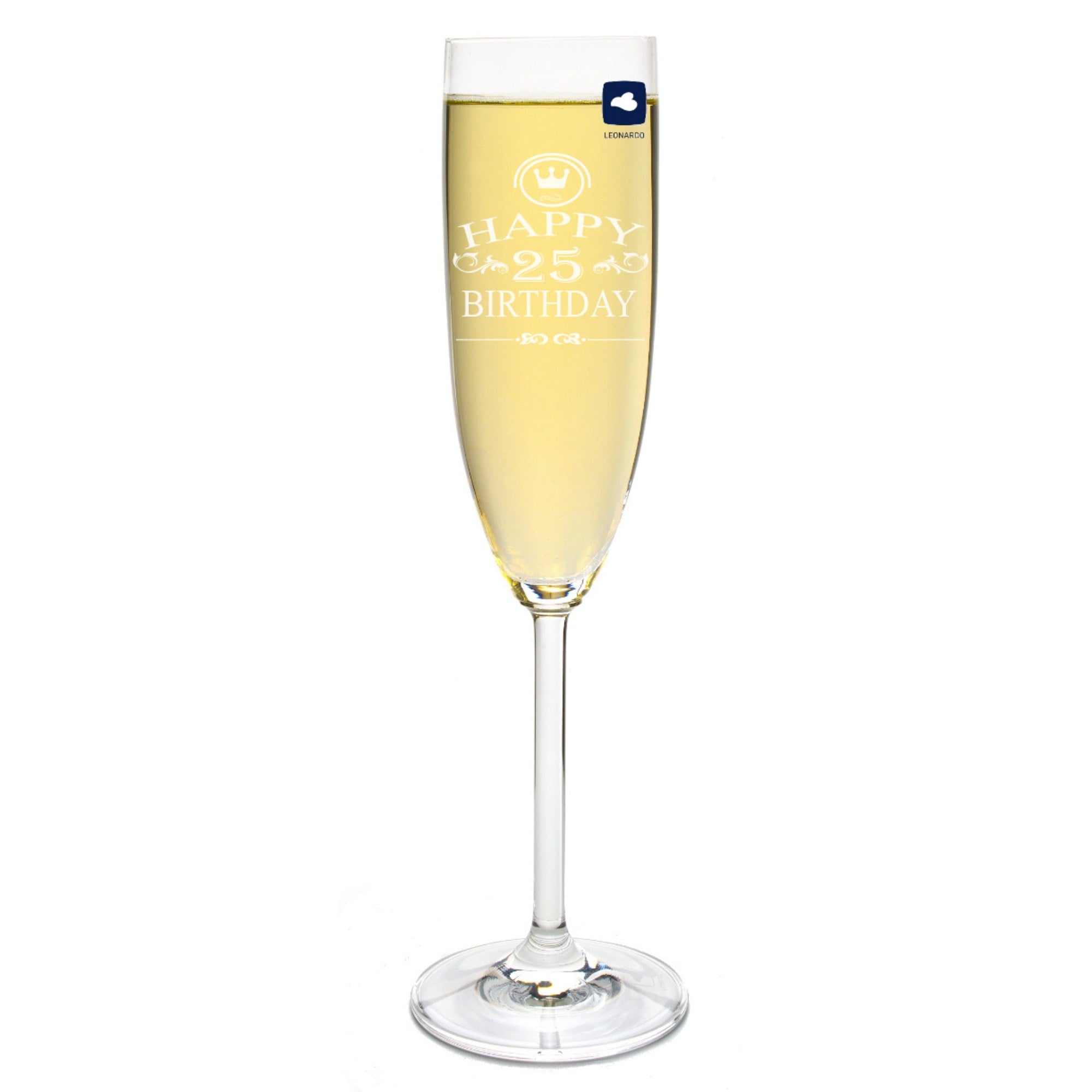 Leonardo Sektglas mit Gravur Happy Birthday "25 Jahre" Sekt-Glas graviert Geburtstag Geschenkidee