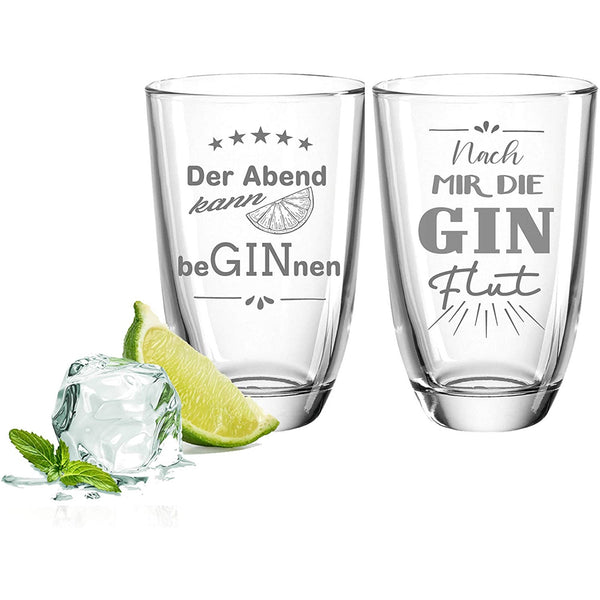 2er Set Gin-Gläser - "Ginflut" & "Der Abend"