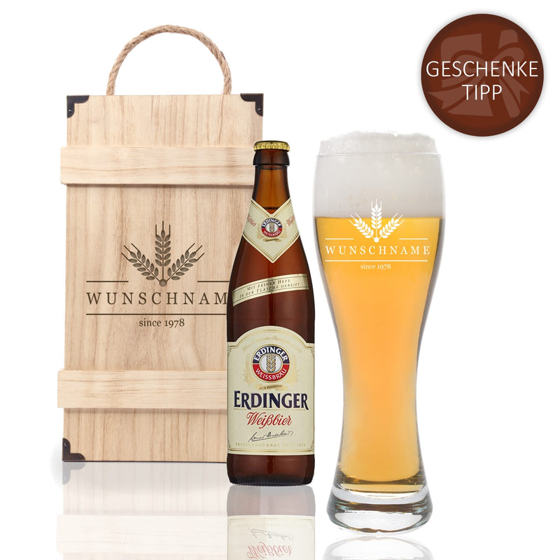 Premium Bierbox mit Leonardo Weizenglas und 0,5l Weizenbier Motiv 01