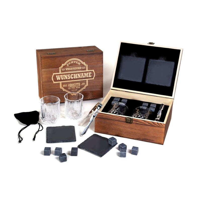 2 Whiskygläser in Geschenkbox mit Gravur "Harley"