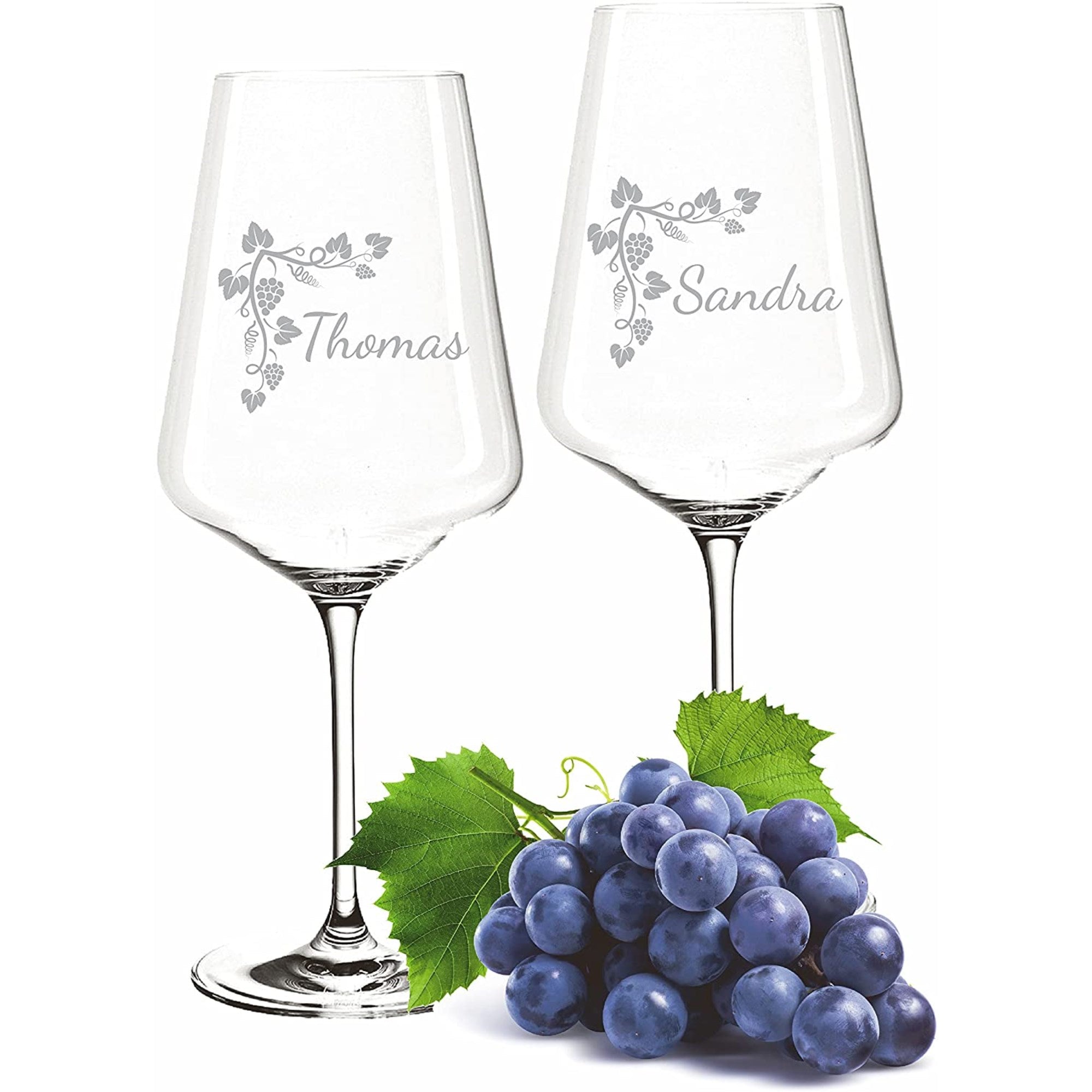 2 Leonardo Puccini Weingläser mit Gravur Weinranke