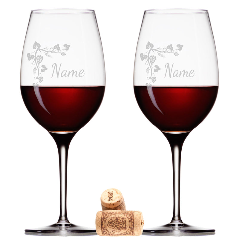 2 Leonardo Weingläser mit Gravur "Weinranke"