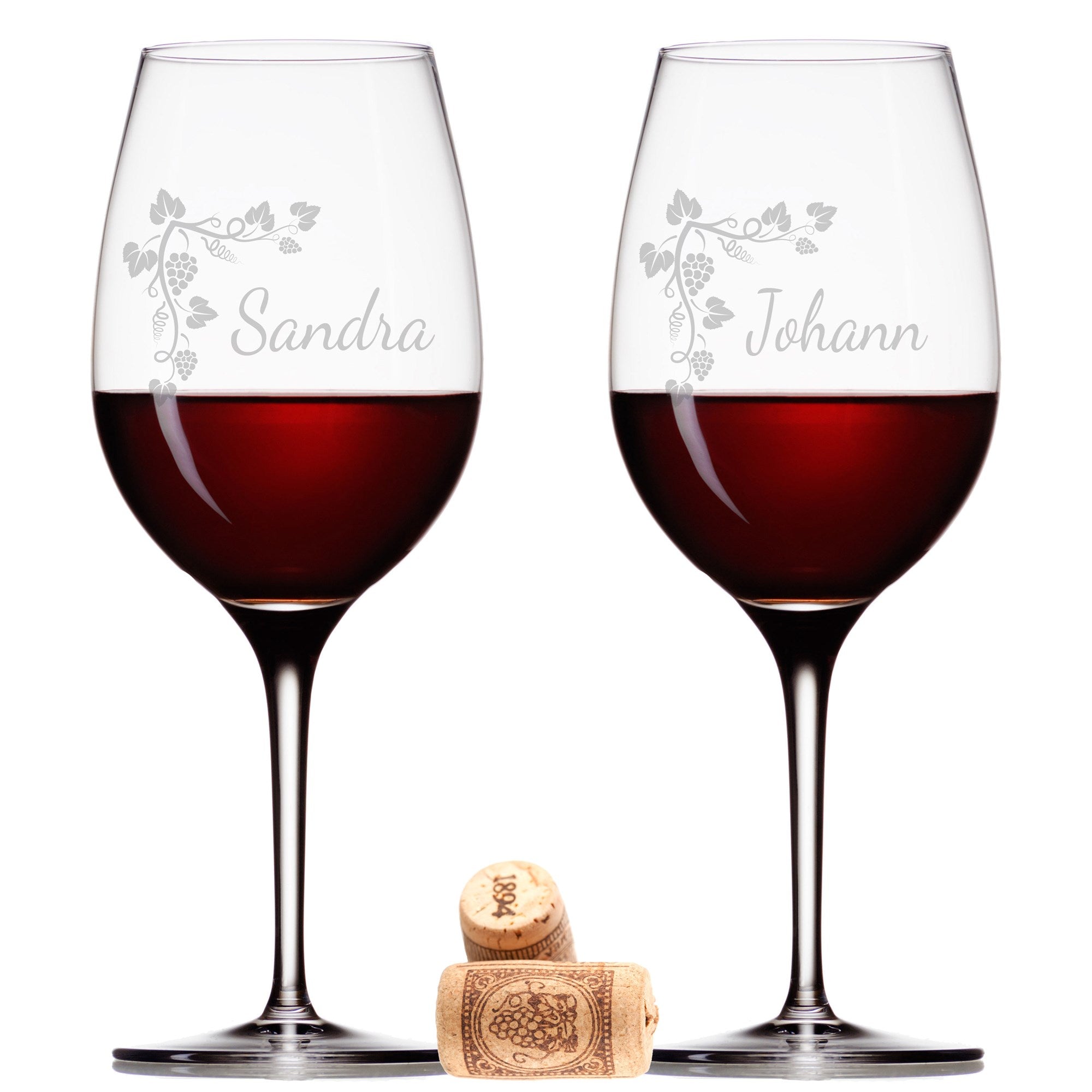 2 Leonardo Weingläser mit Gravur "Weinranke"