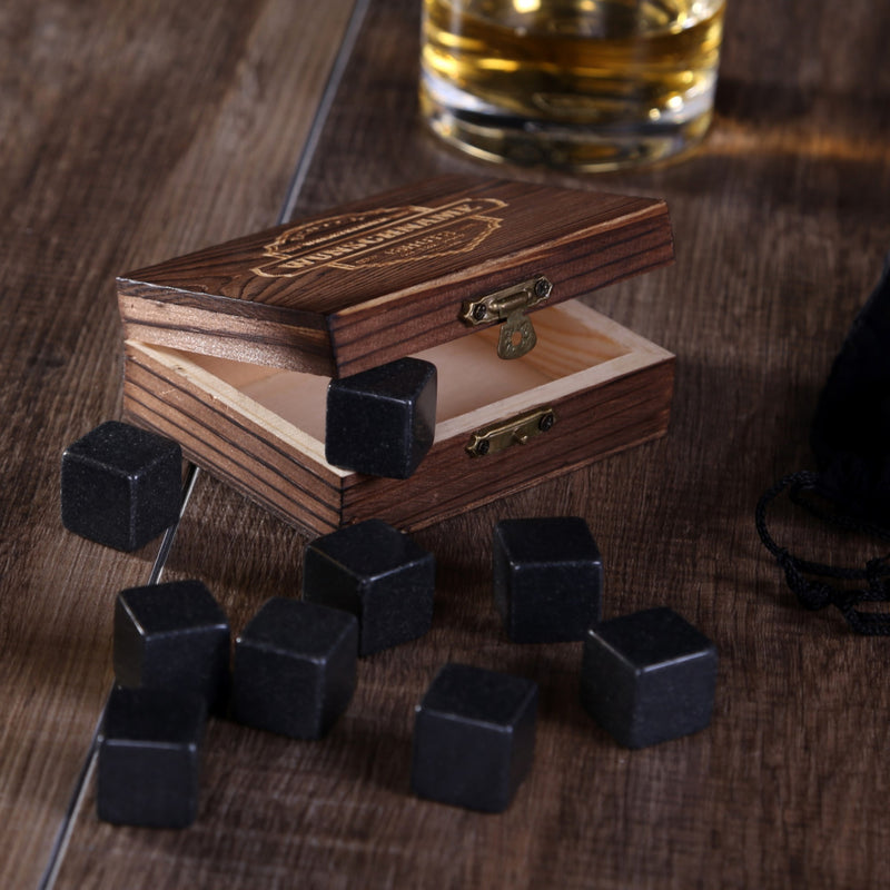 Whisky Steine im Holzkästchen mit Gravur